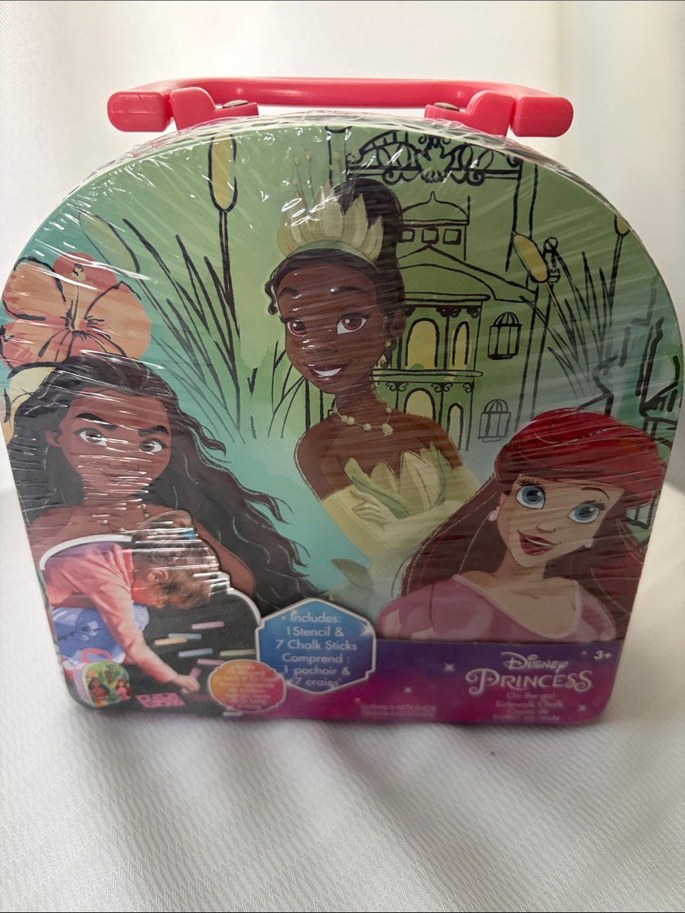 Disney Princess Sidewalk Chalk Set with Pink Handle and Multicolor Artwork